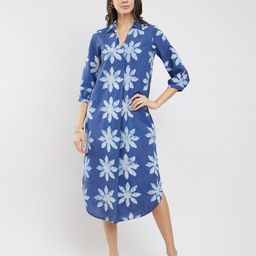 Pink Fort Floral Print A-Line Midi Dress-image-32