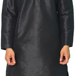 House of Aqss Mandarin Collar Dupion Silk Straight Kurta With Dhoti Pants-picture-12