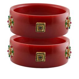 Vidhya Kangan Red Plastic Bangles-image-111