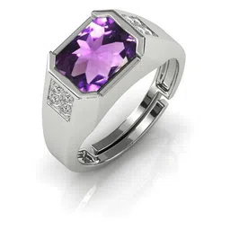 RRVGEM 11.25 Ratti Unisex Silver Plated Amethyst Ring-image-85