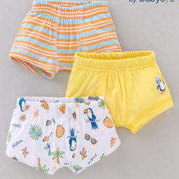 Babyoye 100% Cotton Boxers Bird Print Pack of 3 - White Yellow-image-84
