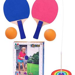 Toyshine Table Tennis Ping Pong Trainer Set with 2 Bats 2 Balls and 1 Stand - Pink & Blue-16