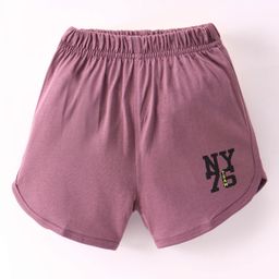 Doreme Single Jersey Above Knee Length Shorts with Text Print - Purple Plum-picture-21