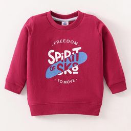 Zero Cotton Knit Full Sleeves Text Printed T-Shirt - Dark Pink-image-67