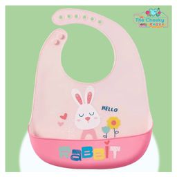 The Cheeky Kidzz Baby Silicone Rabbit Print Feeding Bib Waterproof Easy Stain Proof BPA Free Bib With Tray/Food Catcher 5 Months To 2 Years (PINK)-image-49