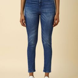 Allen Solly Woman Skinny Fit Mid-Rise Low Distress Light Fade Jeans-picture-31