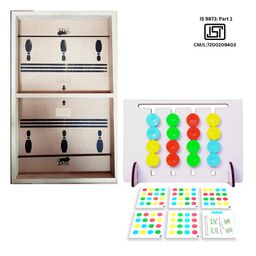 BitFeex Fast Finger Premium Wooden Game Fast Sling Puck Game Board String Hockey Toy Party Game - Brown & Red image 5