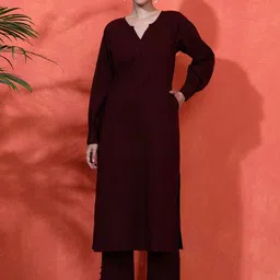 Sangria Striped Self Design Pure CottonStraight Kurta & Trousers Sets-image-83