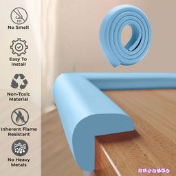 Bembika L Shape Baby Proofing Edge & Corner Guards Design For Sharp Edges Of Furniture - Sky Blue image 3