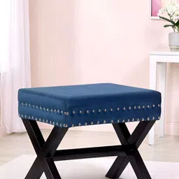 Ikiriya Blue Wooden Rectangle Ottomans-image-49