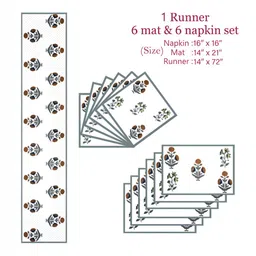 ROMEE Set Of 13 White & Floral Printed Table Linen Set image 3