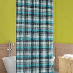 ArtzFolio Blue & Black Printed Waterproof Shower Curtain-17