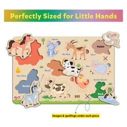 Little Berry My First Wooden Knob and Peg Puzzle Tray Set of 4 Multicolour - 40 Pegs image 5