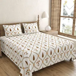 Bombay Spreads Brown Printed Pure Cotton 250 TC King Bedsheet Set 2.74 x 2.74 m-image-29