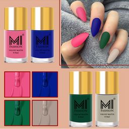 MI FASHION Set of 4 Soft Smooth Velvet Matte Long Lasting Nail Polish - 9.9ml each-16