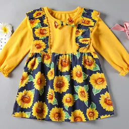 YK Girls Floral Printed Bow Fit And Flare Dress-image-21