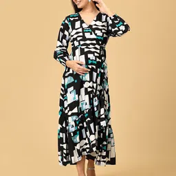 The Mom StoreWomen Abstract Print Maternity Maxi Dress-picture-30