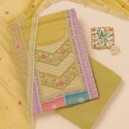 Koskii Embroidered Organza Unstitched Dress Material-image-39