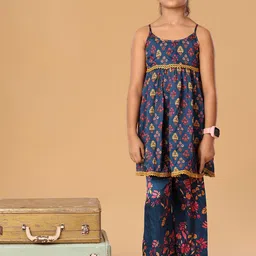 The Mini Trunk Girls Floral Printed Regular Kurta with Palazzos-image-47