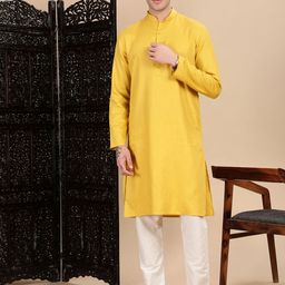 House of Pataudi Textured Cotton Straight Kurta-image-41