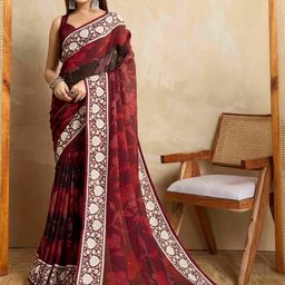 NIDHARSHANA SAREES Floral Printed Pure Georgette Saree-image-89