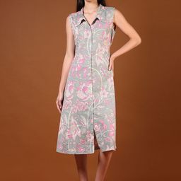 LIMEROAD Ethnic Printed Shirt Collar Neck Ethnic Dress-image-64