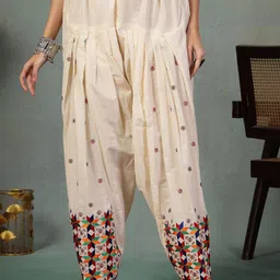 Clora Creation Women Embroidered Phulkari Loose Fit Cotton Salwar-image-48