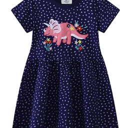 LULU & SKY Girls Polka Dots Printed Knee Length Nightdress-picture-33