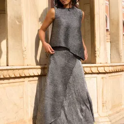 Dash and Dot Architectural Foil Pleated Skirt Set-picture-37