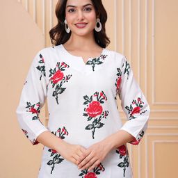 SHREE LAXMINARAYAN EXPORT Floral Printed Straight Short Kurti-picture-33