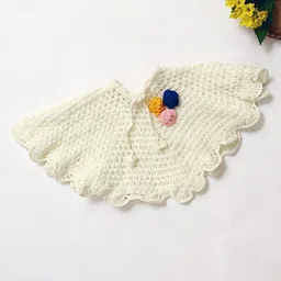 USHA ENTERPRISES Girls Open Knit Self Design Woollen Poncho Regular Sweater-picture-21