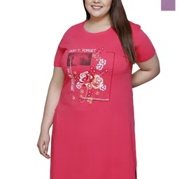 IN Love Pack of 2 Women Plus Size Front Printed Cotton Nighty Chemise-image-62