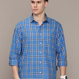 French Connection Men Premium Spread Collar Tartan Checked Cotton Oversized Casual Shirt-image-87
