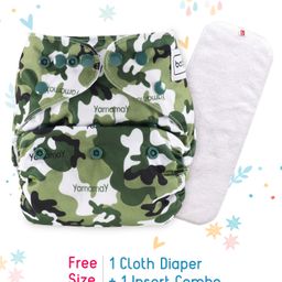 Babyhug Free Size Reusable Cloth Diaper With Insert Camouflage Print - Green White-0