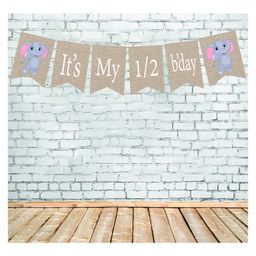 Funcart Animal Theme It's My Half Birrthday Banner - Blue White-picture-14