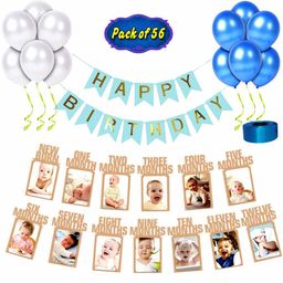 Shopperskart First Birthday Decoration Kit Blue - Pack of 56-image-49