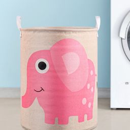 Babyhug Cotton Foldable Laundry bag Elephant Print - Pink-25