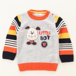 Babyoye Acrylic Striped Pullover Sweater - Grey-image-1