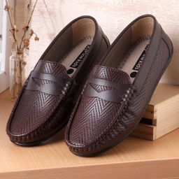 Pine Kids Party Wear Round Toe Loafers with Cushioned Footbed - Brown-image-55