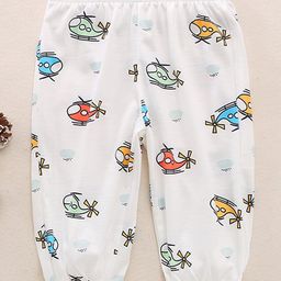 Kookie Kids Full Length Harem Pant Helicopter Print - White-image-60
