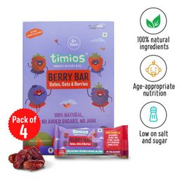 timios Nutritious Berry Bars Boosts Immunity Dates Oats & Berries 4+ Years Pack of 4 - 30g each-image-38