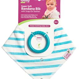 Beebaby Bandana Bib with Snap on Teether - Blue-picture-18