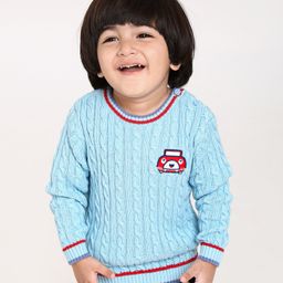 Babyoye Full Sleeves Cotton Pullover Sweater Badge Design - Blue-image-57