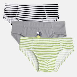 Mackly Boys Pack Of 3 Striped Briefs - Green Grey-image-74