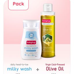 Babyhug Advanced Cold Pressed Extra Virgin olive oil 200 ml & Babyhug Daily Head To Toe Milky Wash - 100 ml-image-33