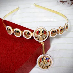 FIROZA Artificial Stones Studded Meenakari Sheeshphool-picture-15