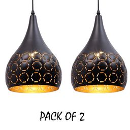 Decorcity 2 Pieces Black Metal Laser Cut Balloon Shape Single Hanging Pendant Ceiling Lamp-image-54