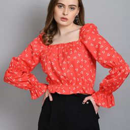 all about you Floral Printed Blouson Top-image-43