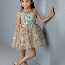 The Lush Affair Kids-Girls Solid Printed Net Fit & Flare Dress-image-34