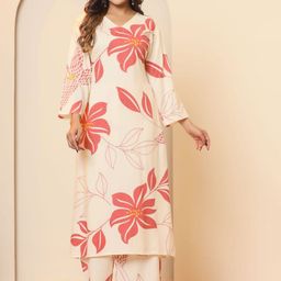 AUTUMN LANE Women Floral Printed Cotton Kurta with Palazzo-image-36